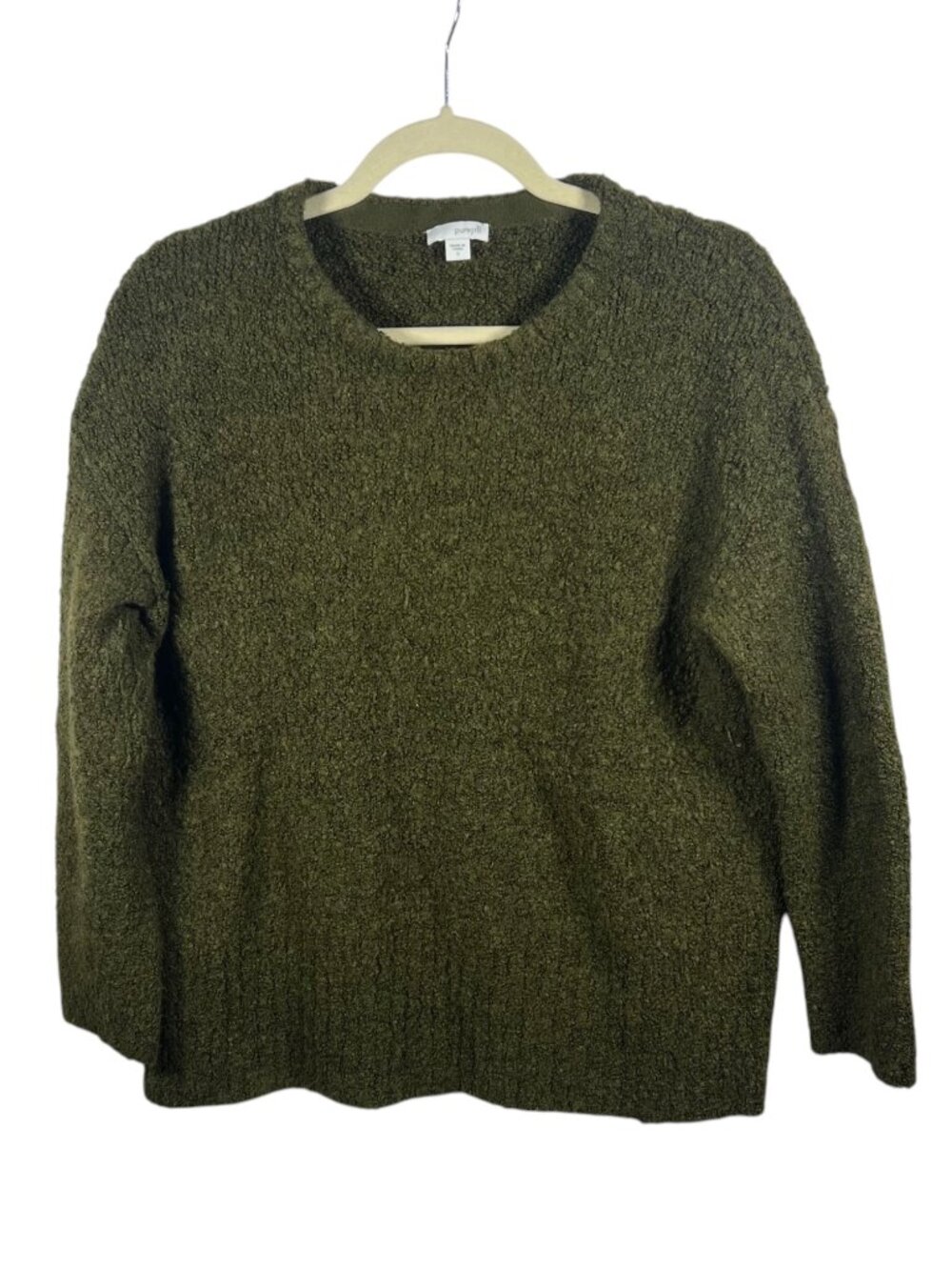 Pure Jill Sweater Womens Pullover Wool Blend Long Sleeve S Fuzzy Popcorn Knit